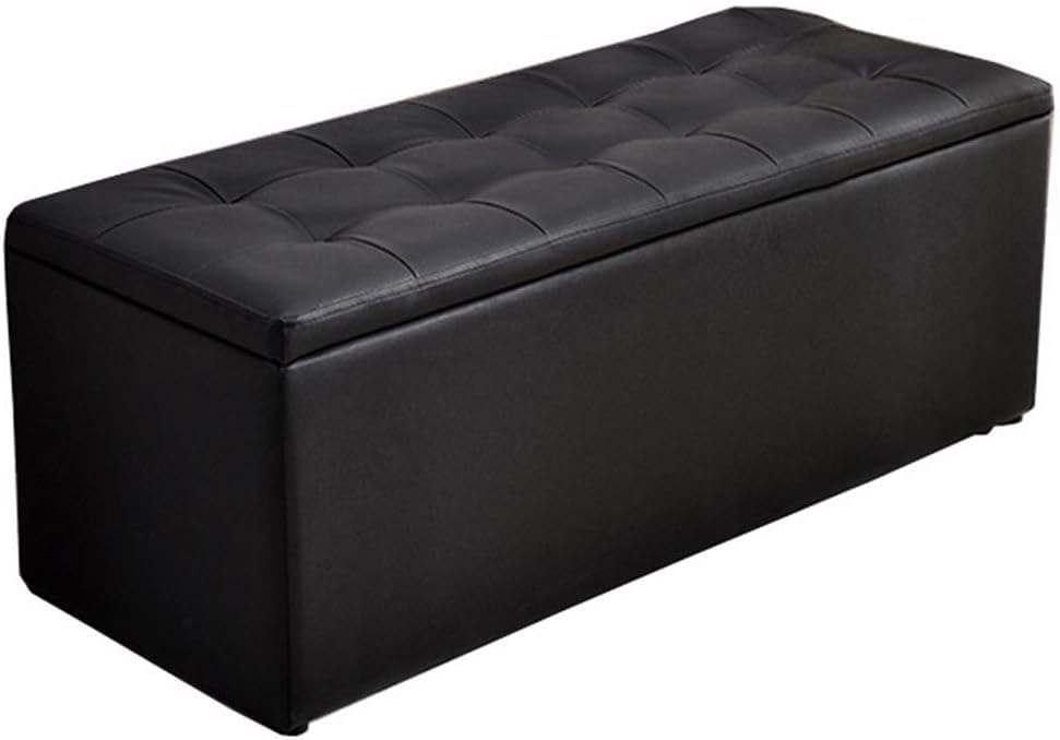 Pouf repose-pieds banc à chaussures bois massif noir 100x40