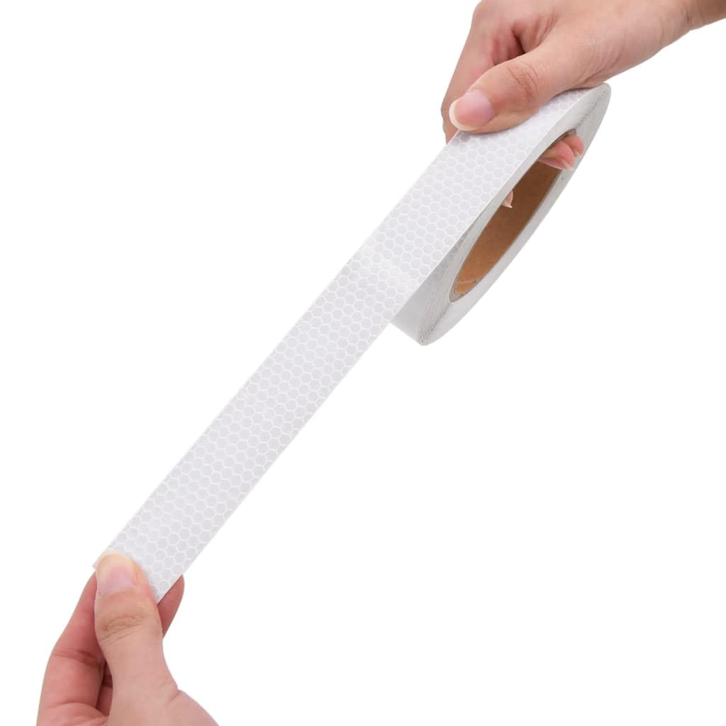 Cinta reflectante blanca autoadhesiva de 2,5 cm x 20 m, PVC para señales de tráfico, barrera de seguridad, señalización de aparcamiento en obras, terrenos comerciales y terrenos privados