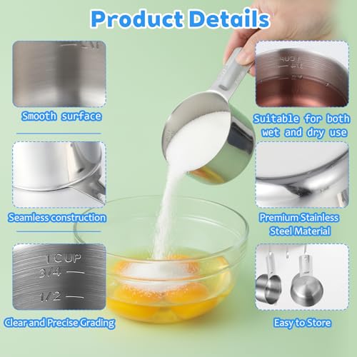 Set 6 Pzs Vasos Medidores Acero Inoxidable 1 y 1/2 Cup miniatura 3