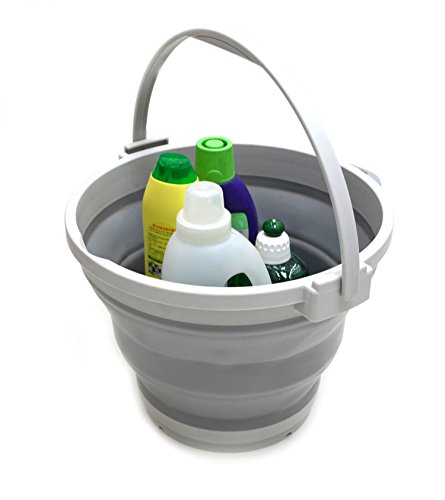 Sammart 7L (1.8 Gallon) Collapsible Plastic Bucket - Foldable Round Tub - Portable Fishing Water Pail - Space Saving Outdoor Waterpot, Size 28Cm Dia (1, Grey) #TOP3