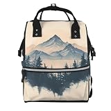 Fuzquwu Mountain Forest Scene (3) Print Diaper Bag Backpack,Travel Daypack For Mom Dad,Diaper Tote Backpack