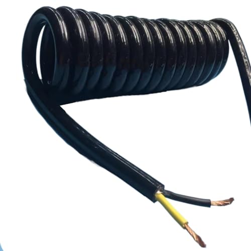 Spiral Cable, 2 Core Telescopic Spiral Cable Wire 4mm Square 15A 20A High Power Mechanical Spring(Stretch 3 Meter)