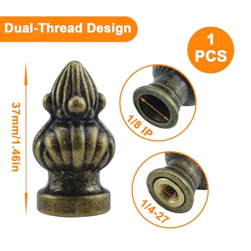 Marrteum LAMPFINIALS-CAP-S138-1P Antique Brass Lamp Finial Cap Knob Retro Lamp Finial Decoration thumb #1