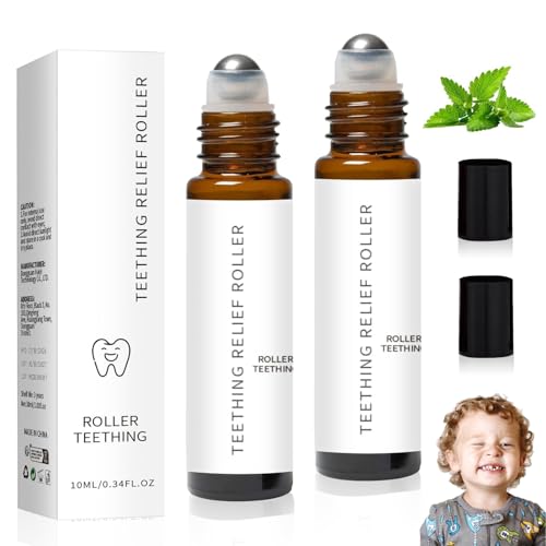 AsyinXson 2pcs Bébé Dental Roller, Dental Roller Bébé, massage rouleau huile apaisante, rouleau dentaire, jouet dentaire, huile pour, réduire l'inconfort
