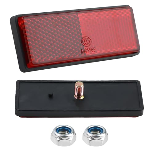 Hioip Lot de 2 réflecteurs E4 rouges - 87 x 31 x 8 mm - Arrière avec vis - Réflecteur multifonction pour moto scooter - Réflecteur œil de chat arrière universel (rouge)