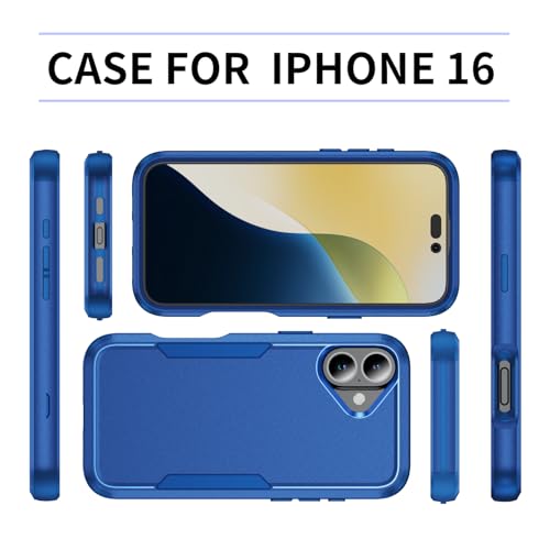 Image of Cubix Full Body Armor Cover for iPhone 16 Pouch Hard PC + Soft TPU 3-Layer Military Grade Back Case (Navy)
