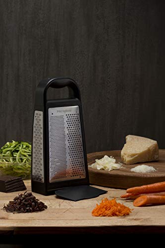 Microplane Elite Five Blade Box Grater With Measuring Cup Base, Five Grating Surfaces Including Fine, Coarse, Double-Sided Ribbon, Ultra-Coarse, And Slicer - Black #TOP2
