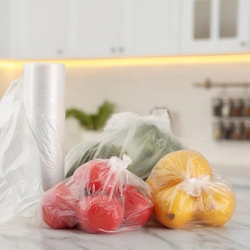 Image of 1020 Count 12 x 16 Inches Plastic Produce Bags, Clear Plastic Produce Bag Roll for Bread, Fruits, Vegetable, Kitchen, 340 Bag x 3 Rolls