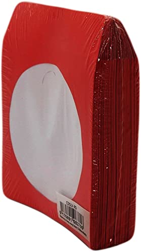 BestDuplicator Premium Thick Red Paper CD DVD Sleeves Envelope with Window Cut Out and Flap