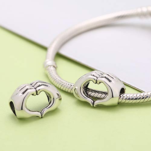 SOUKISS 925 Sterling Silver Love Heart in Your Hands Charm for Charms Bracelets, Xmas Mother's Day Gifts Idea3