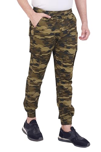 Image of Men's Cotton Regular Fit Camouflage Jogger | Elastic Waist Sports Trackpants | Activewear for Everyday Use