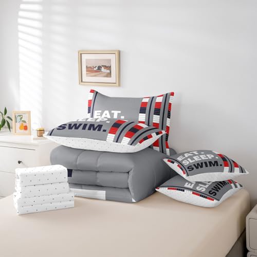 Image of Feelyou Kids Swim Bedding Set Twin Size 7 Piece for Boys Girls Teens
