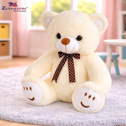Image of ZEXSAZONE Toy Cute I Smile Teddy Colored Huggable Bear | 32 cm | Plushie Soft Toys for Kids | Plush Soft Toys for Baby Boys and Girls Kids - Teddy | Best Valentine Gift (Cream)