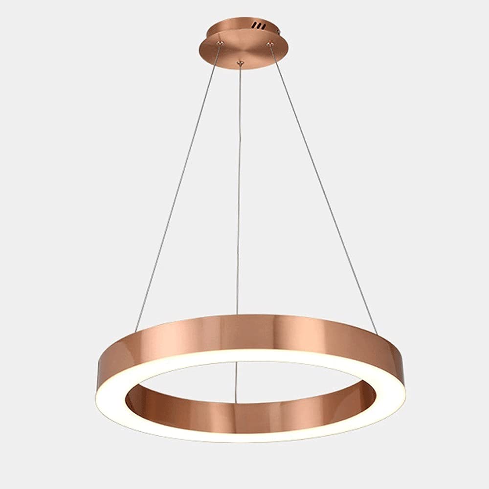 Lustre moderne éclairage LED salon suspension hauteur réglable anneaux acier