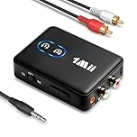 1Mii [Upgraded] ML302 Bluetooth 5.3 Transmitter Receiver, RCA AUX Wireless Audio Adapter, 30H Playtime, Dual Link, aptX LL/AD/HD Hi-Fi Sound for TV, Home Stereo, Speaker, Headphones