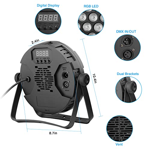 90W 60LEDs Par Lights 2Pack - RGB Stage Par Lights Sound Activated by Remote & DMX Control Uplights for Events Church Wedding Music Dance Show DJ Party Lighting - Image 7