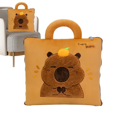 Jingling – Manta de almohada – 2 en 1 Capybara para viajes en avión – Cojín suave para dormir – Escuela de coche, oficina, camping, viajes de negocios