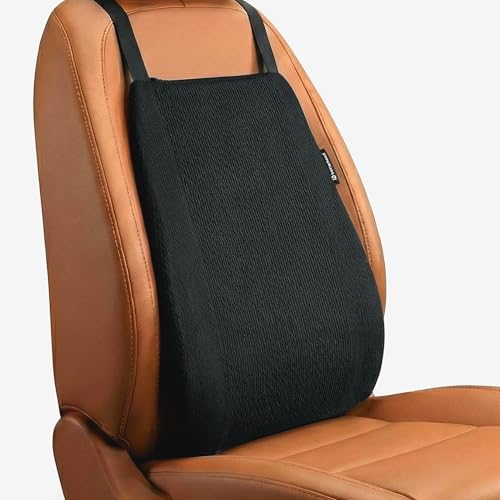 Image of betterhood PosturePro Premium Backrest Car Pillow | Lumbar Support for Car | 100% Memory Foam, Cotton Cover Car Cushion | Orthopedic Ergonomic Car Seat Back Support | Extra Leg-Room Design (Black)