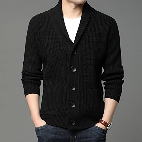 Chaqueta punto hombre ideal para el frío con cuello en V y forro cálido 3