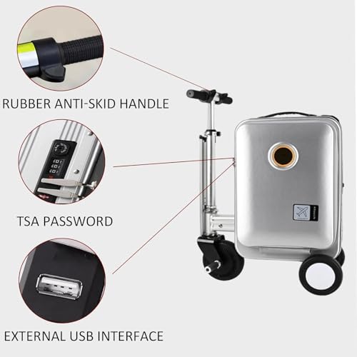 Expandable Smart Luggage, Electric Suitcase, Rideable Riding Mode & Pulling Mode, External Charging Port, Max Load 110kg, PC+ABS Durable Travel Suitcase Luggage (Pink)2