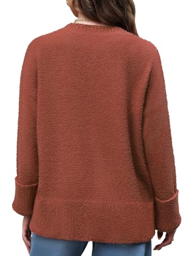 Women's Fuzzy Knit Sweaters Trendy Crewneck Pullover Tops Fall Winter Fashion Outfits4