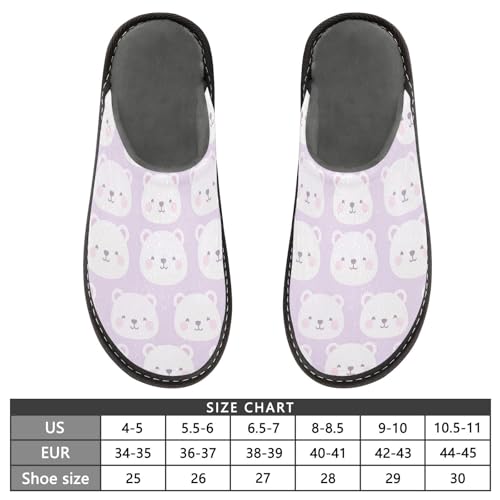 JUNZAN Cartoon Bear Faces Memory Foam Slippers for Women Men House Slippers for Bedroom Indoor4
