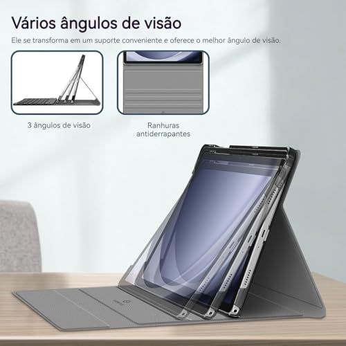 Capa Tablet + Teclado + Mouse Para iPad Air/Air2/Pro 9,7 Polegadas (cinza lavanda, Teclado comum)