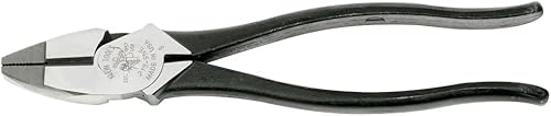Klein Tools 213-9NE Alicates de corte lateral de alto apalancamiento con mandíbulas moleteadas, fabricados en EE. UU., Cuchillos endurecidos por