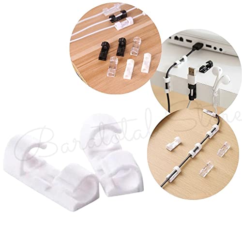 Kit Clip Organizador De Cabos E Fios 20 Peças Autoadesivo Branco