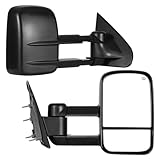 YITAMOTOR Towing Mirrors Compatible with 2014-2018 Chevy Silverado GMC Sierra 1500, 2015-2018 Silverado Sierra 2500 HD 3500 HD, Power Control Heated Manually Folding Telescoping Side Mirror Black