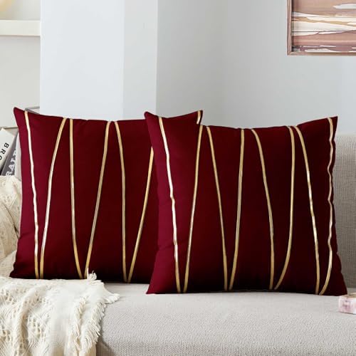 WACOMECO Soft Throw Pillow Covers - Pack of 2 Velvet Decorative C...