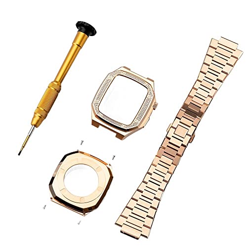 Bracelet caoutchouc pour Apple Watch 44 mm avec boîtier en acier à fixation magnétique