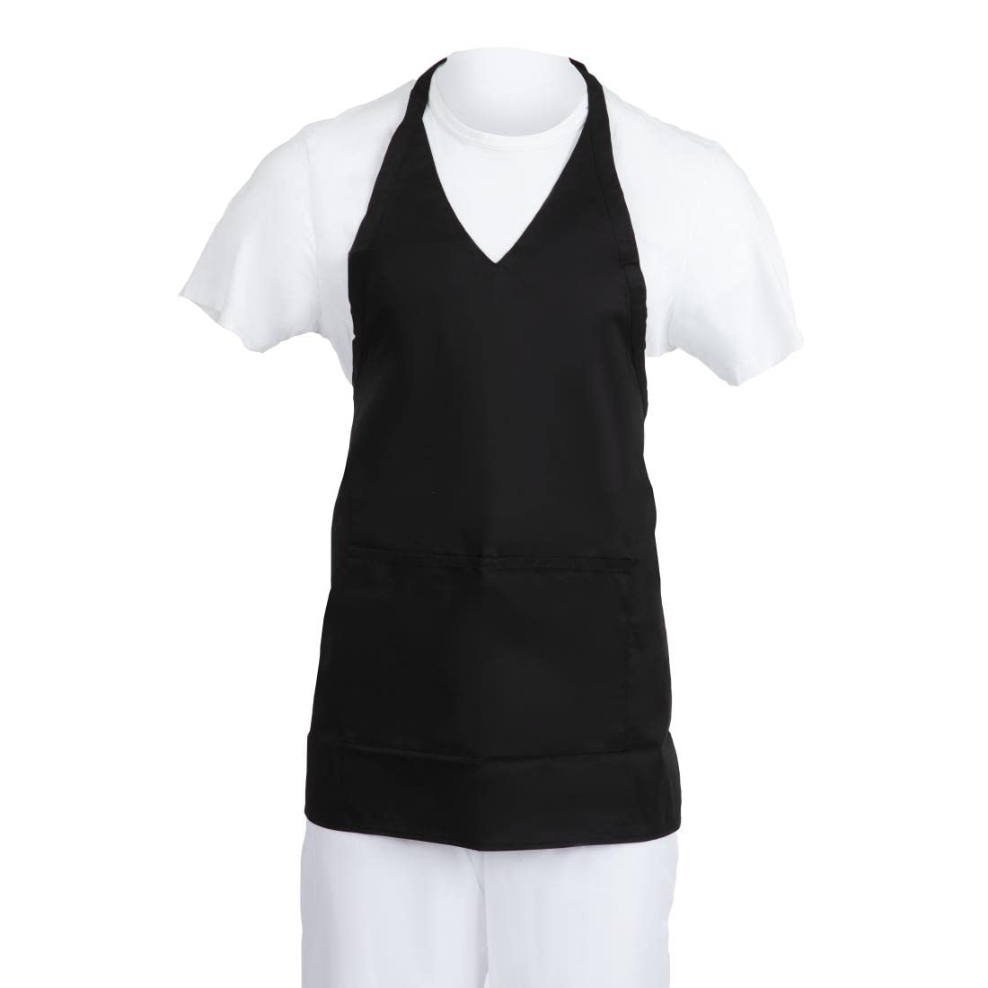 Whites Chefs Clothing Black Whites V Neck Service Bib Apron