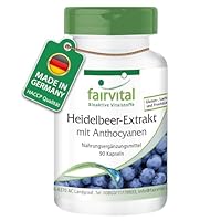 fairvital Heidelbeer-Extrakt mit Anthocyanen, 90 Kapseln, HOCHDOSIERT, 25% Anthocyane, VEGAN