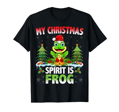 Frog Wearing Santa Hat Xmas - My Christmas Spirit Is Frog Camiseta