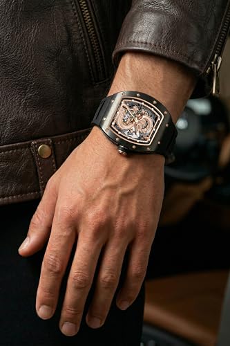 Image of ALIX AL2928 Automatic Skeleton Case with Dragon Cobra Design Dial Self-Winding Luxury Designer Wrist Watch