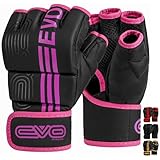 EVO Fitness MMA-Handschuhe, Martial Arts Handschuhe, Grappling Sparring für Herren, Muay Thai Käfig, Kampfsport, Damen, Rosa, UFC, Boxsack, Training (Rosa, M)