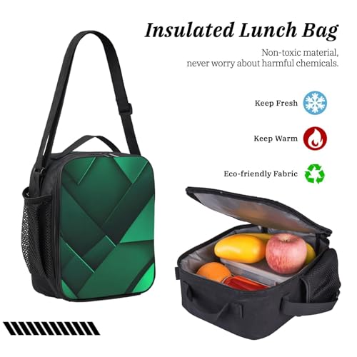 Mochila escolar EdWal de 3 piezas con estampado geométrico negro y dorado bolsa ligera para libros 6