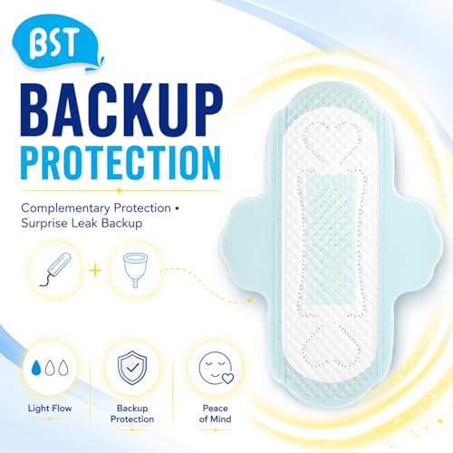 Image of BST Mint Fresh Panty Liners for Women with Wings,Breathable Ultra Thin Daily Pantiliner, All-Day Odor Control & Freshness, Anti-Bunch Stays in Place(7.5 Inch 10 Count, Packaging May Vary)