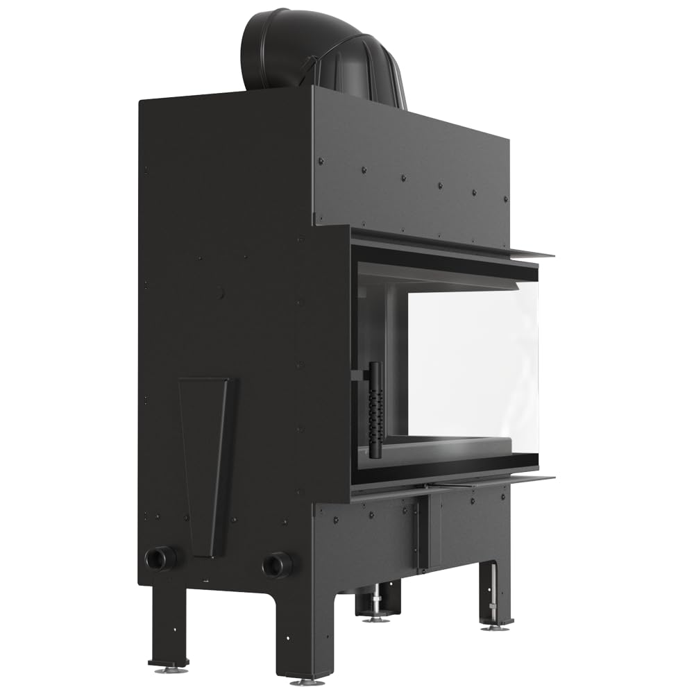 KRATKI Inserto per camino in acciaio a legna FLOKI 12 kW Ø200 destro A+ | Acciaio nero, efficienza 85,4%, classe A+. Ecodesign, BImSchV 2; per recupero calore.; kit di montaggio; basse emissioni