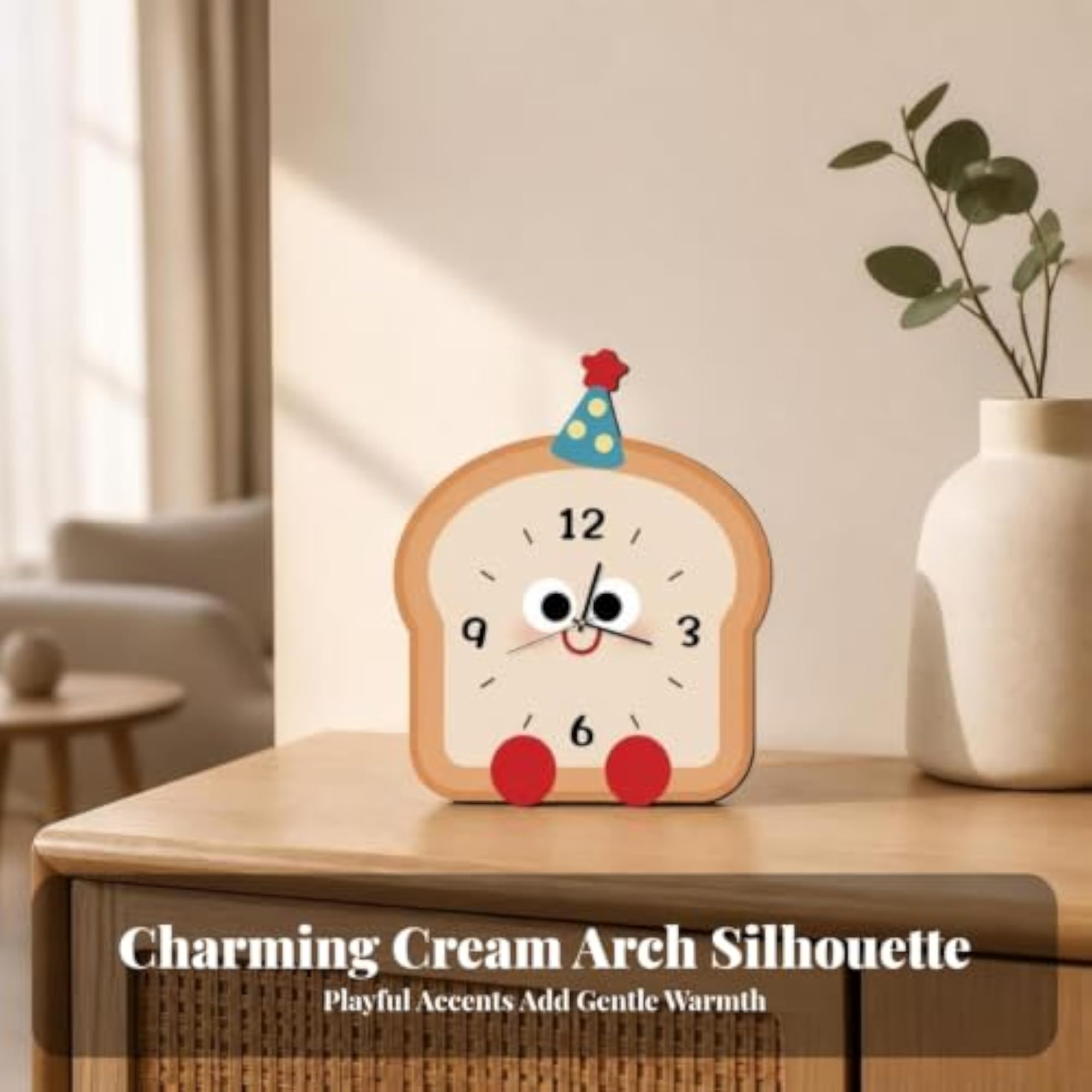 Decorative Toast Shaped Clock, Cute Cartoon Bread Clock for Desk