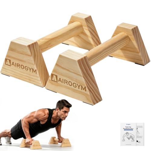 Image of Push-up Stand, 2 PCS Wood Pushup Bars Non-Slip Base Exercise Home Workout Equipment, 30CM Wooden Parallettes Handle Stands Grip for Men Strength Training, Planks Calisthenics