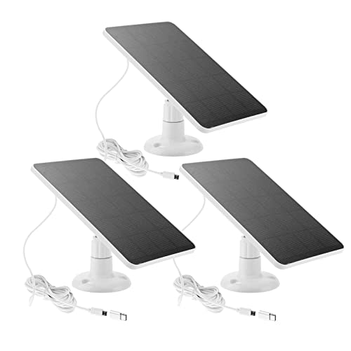 Image of 3-Pack Solar Panel Camera Charger Fit for Eufycam 3 /3C s300 /2,2 Pro, 2C, 2C Pro,c210,s330,s340,e340, E, Eufy E20, E40 /L20 /L40 /S40 /4G Security Camera Micro USB Type-C 10FT Charging Cable