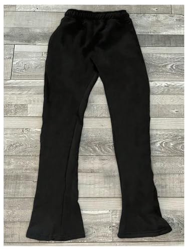 SHENHE Men's Flare Sweatpants Y2K Stacked Drawstring Waist Streetwear Vintage Sweat Pants Open Bottom2