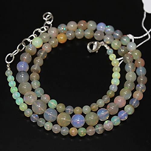 Opal de feu Éthiopie perle ronde en vrac 81ct 19" 8mm 4mm pour fabrication bijoux collier