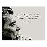 Ronald Reagan Quotes Wall Art - Make Them Feel The Heat, This American Political Patriotic Wall Decor Poster Print w/Reagan Silhouette Is Ideal for Home Decor,Offices & School Decor, Unframed - 10x8'