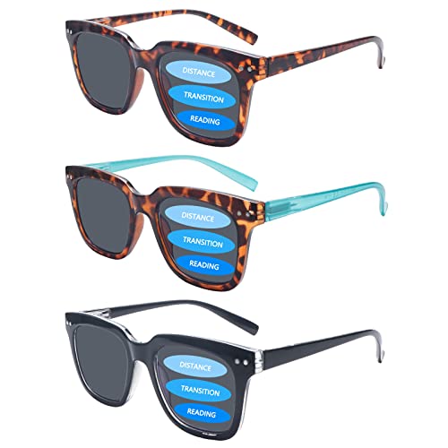 COJWIS 3-Pack Trifocal Reading Sunglasses for UV Protection