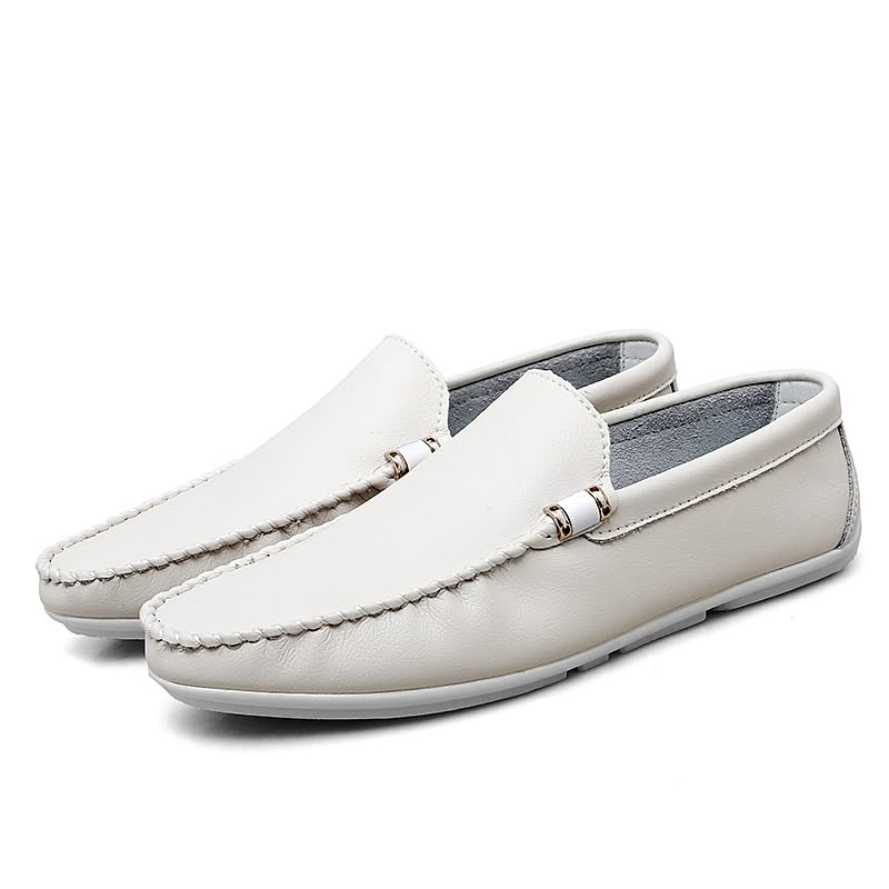 Mens Loafers Round Toe Solid Color PU Leather Driving Shoes Slip Resistant Flat Heel Comfortable Fashion Walking Slip-on3