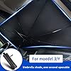 Tesla Model 3/Y Sunshade Car Windshield Sunshade Umbrella Especially for Tesla Model 3/Y Sunshade Foldable Umbrella 180Â° Rotation Bendable Shaft Foldable Suitable for Most Cars(55in''x 30in'')