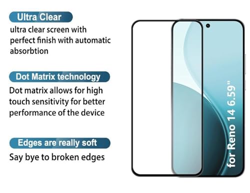Image of HD Tempered Glass Screen Protector Compatible for Oppo Reno 14 5G with Edge to Edge coverage and Easy Installation kit